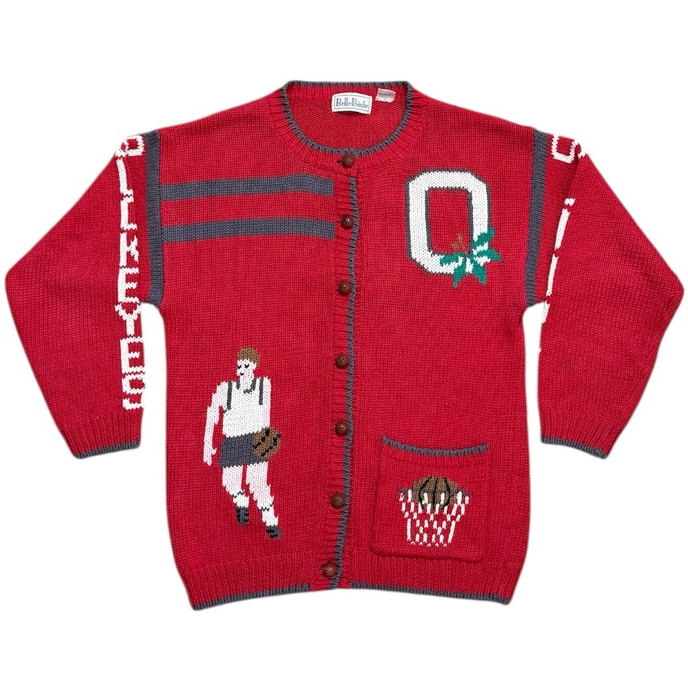 BellePointe Vintage Ohio State Sweater Cardigan Buckeyes Basketball S Small